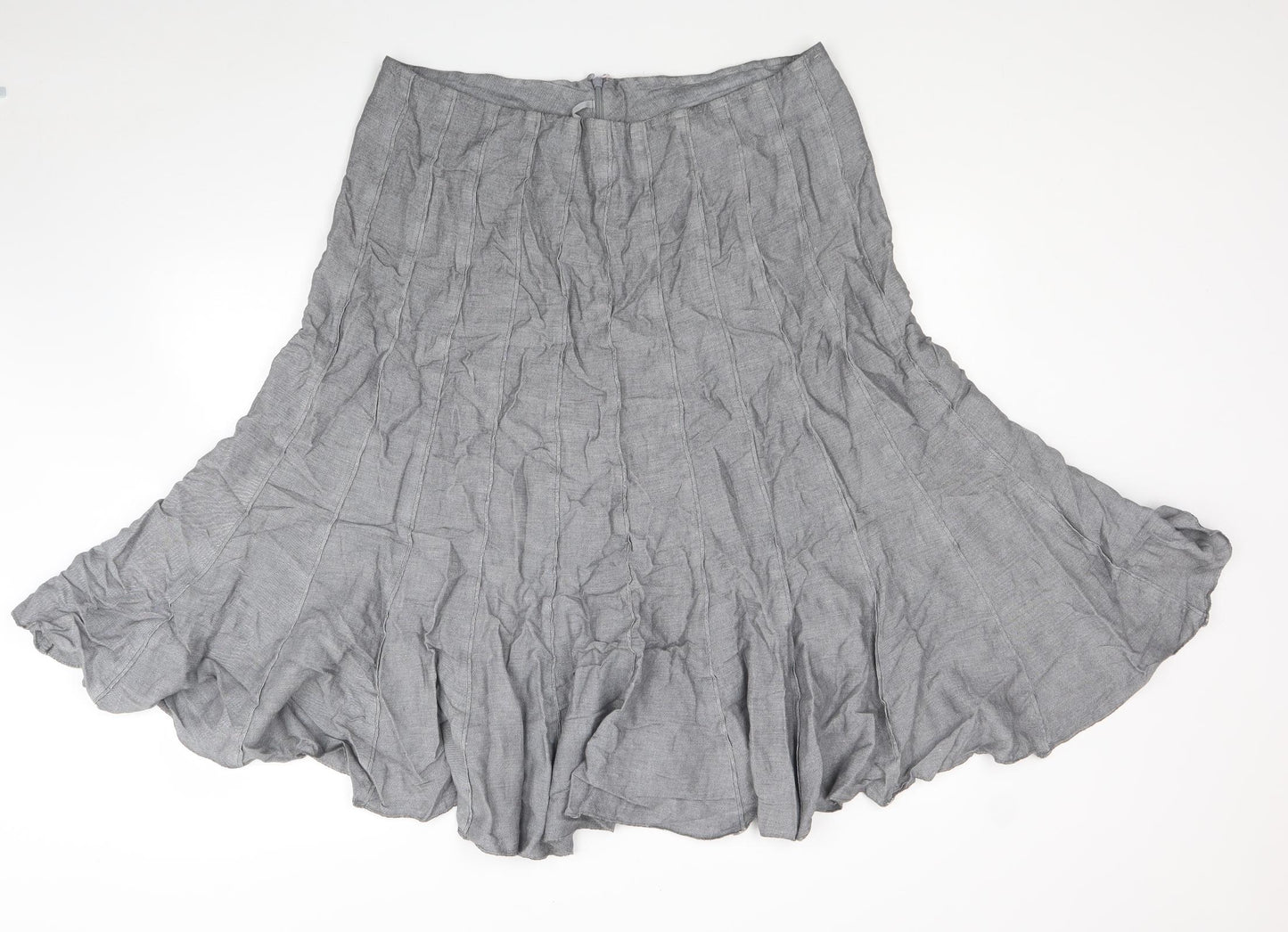 Per Una Womens Grey Cotton Swing Skirt Size 18 Zip