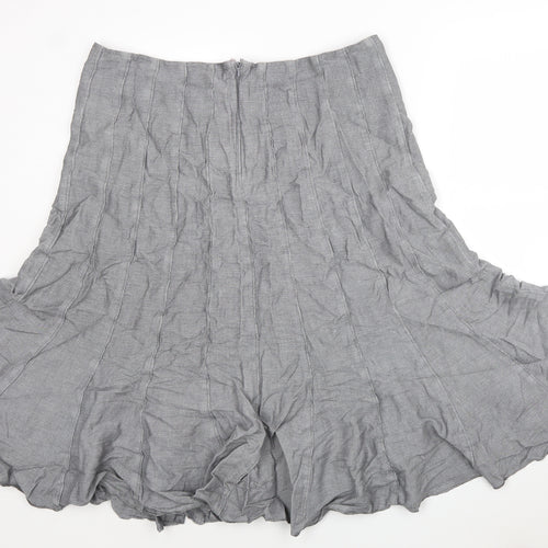 Per Una Womens Grey Cotton Swing Skirt Size 18 Zip