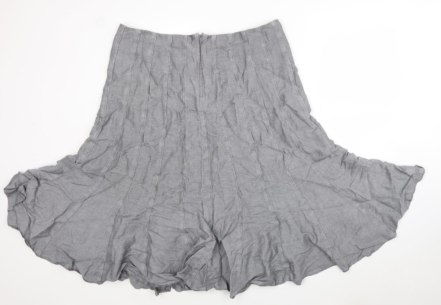 Per Una Womens Grey Cotton Swing Skirt Size 18 Zip