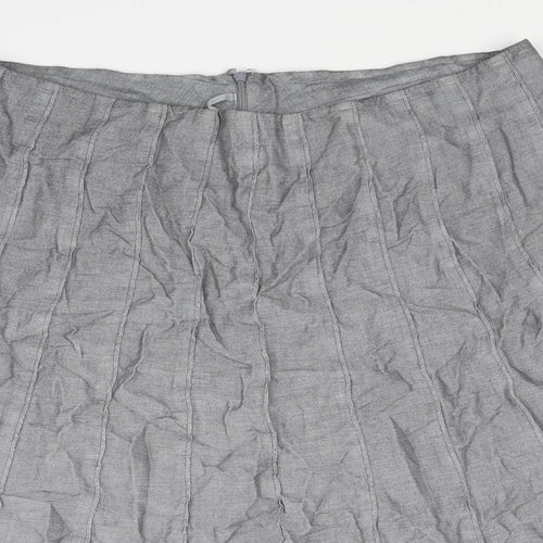Per Una Womens Grey Cotton Swing Skirt Size 18 Zip
