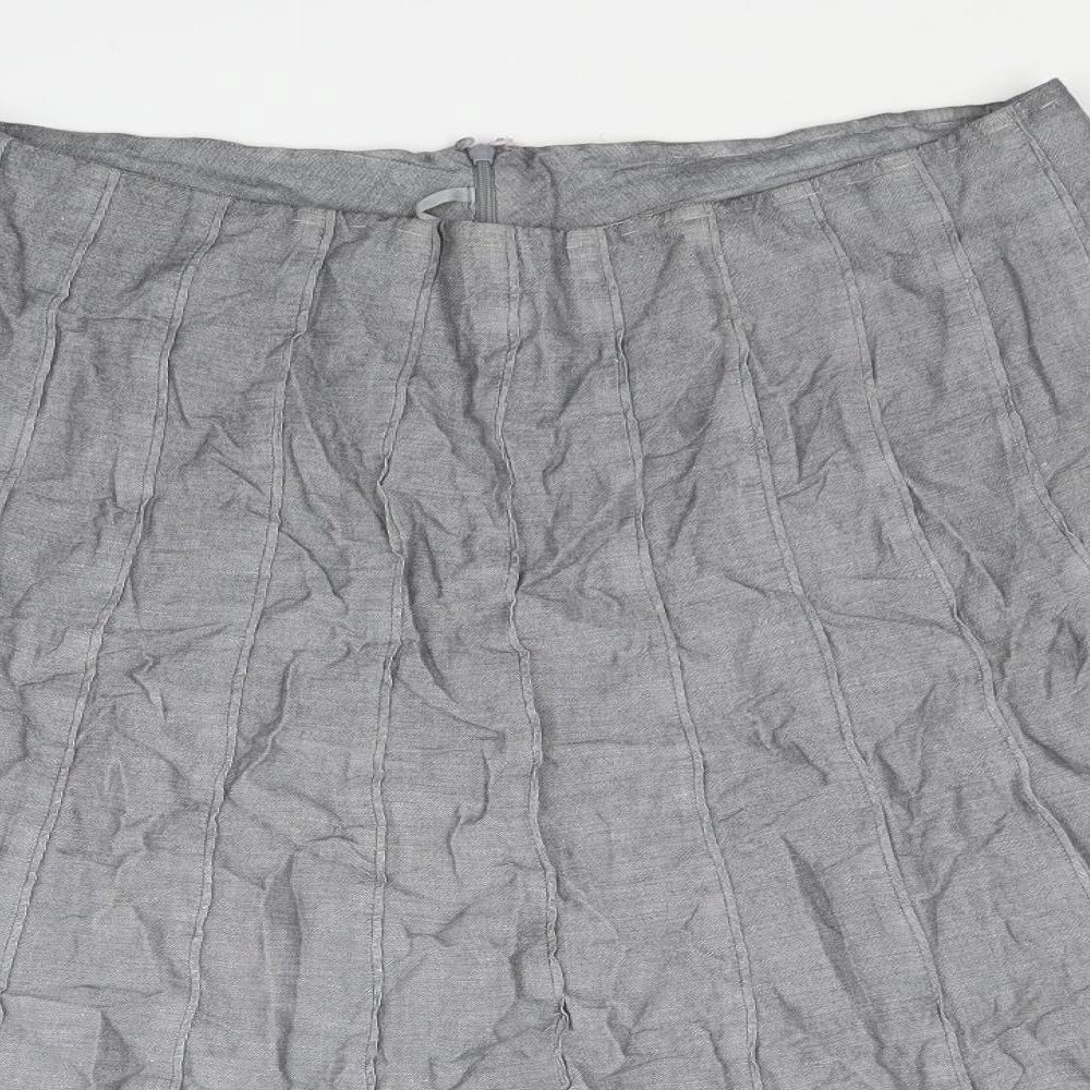 Per Una Womens Grey Cotton Swing Skirt Size 18 Zip