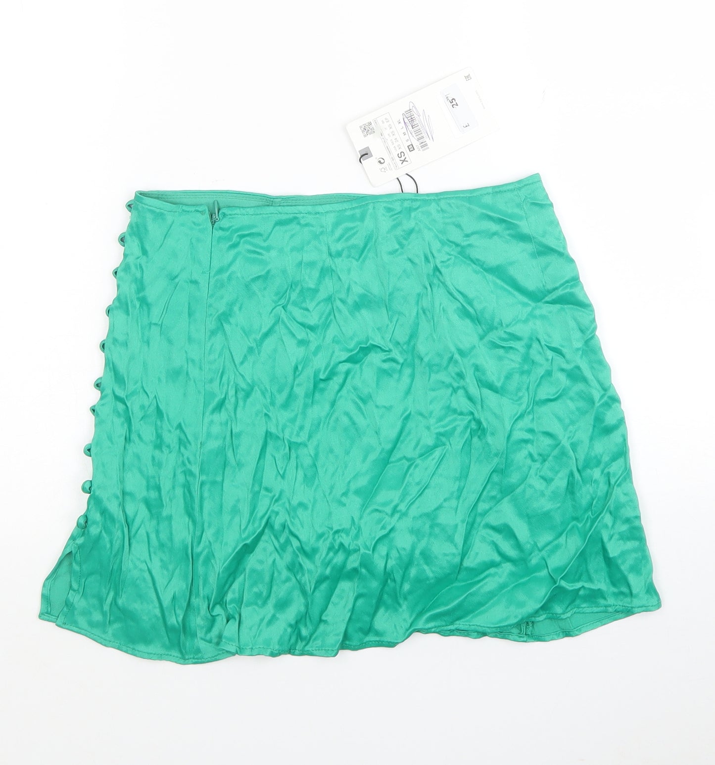 Zara Womens Green Polyester Mini Skort Size XS Zip