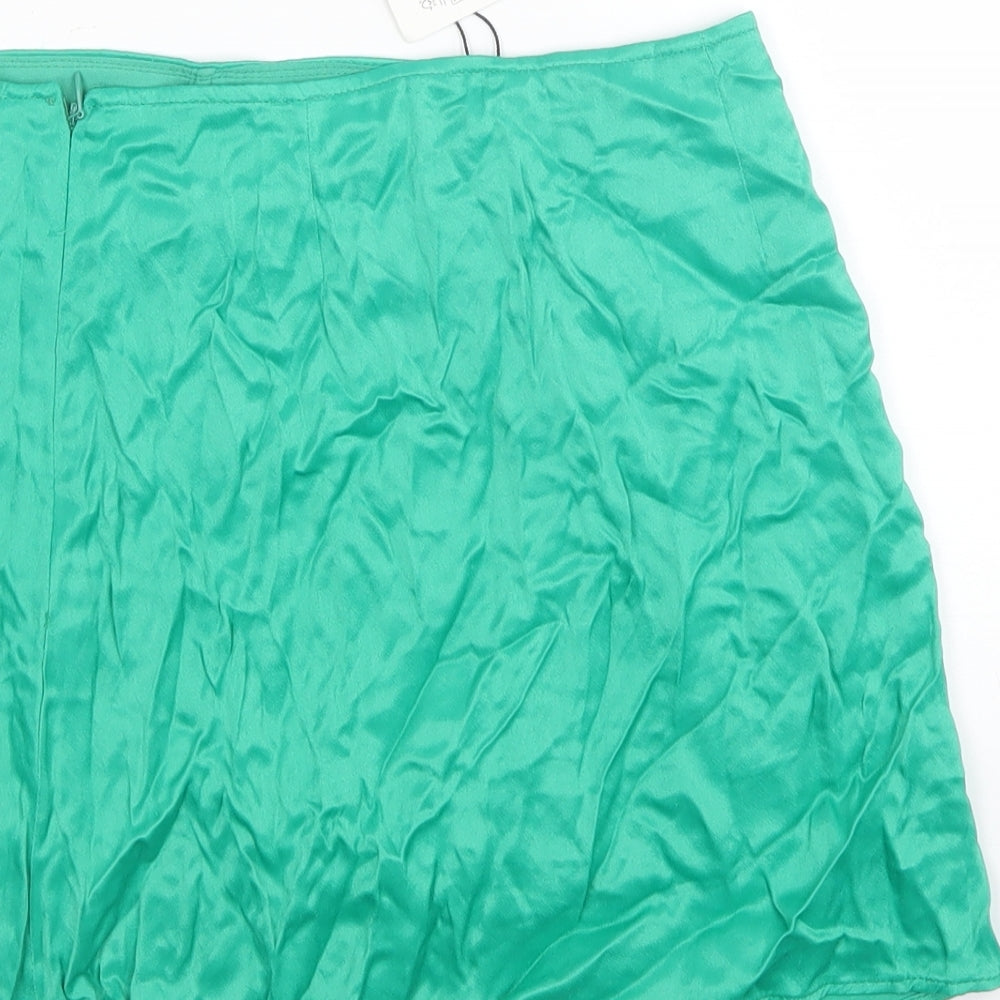 Zara Womens Green Polyester Mini Skort Size XS Zip