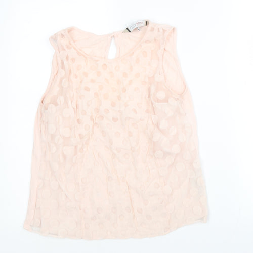 Principles Womens Pink Polka Dot Polyester Jersey Blouse Size 12 Round Neck