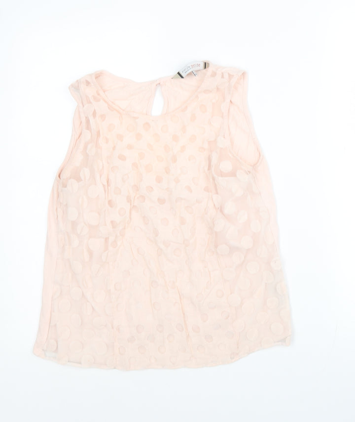 Principles Womens Pink Polka Dot Polyester Jersey Blouse Size 12 Round Neck