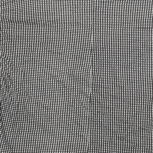 Zara Womens Black Geometric Cotton Jersey Blouse Size S Round Neck
