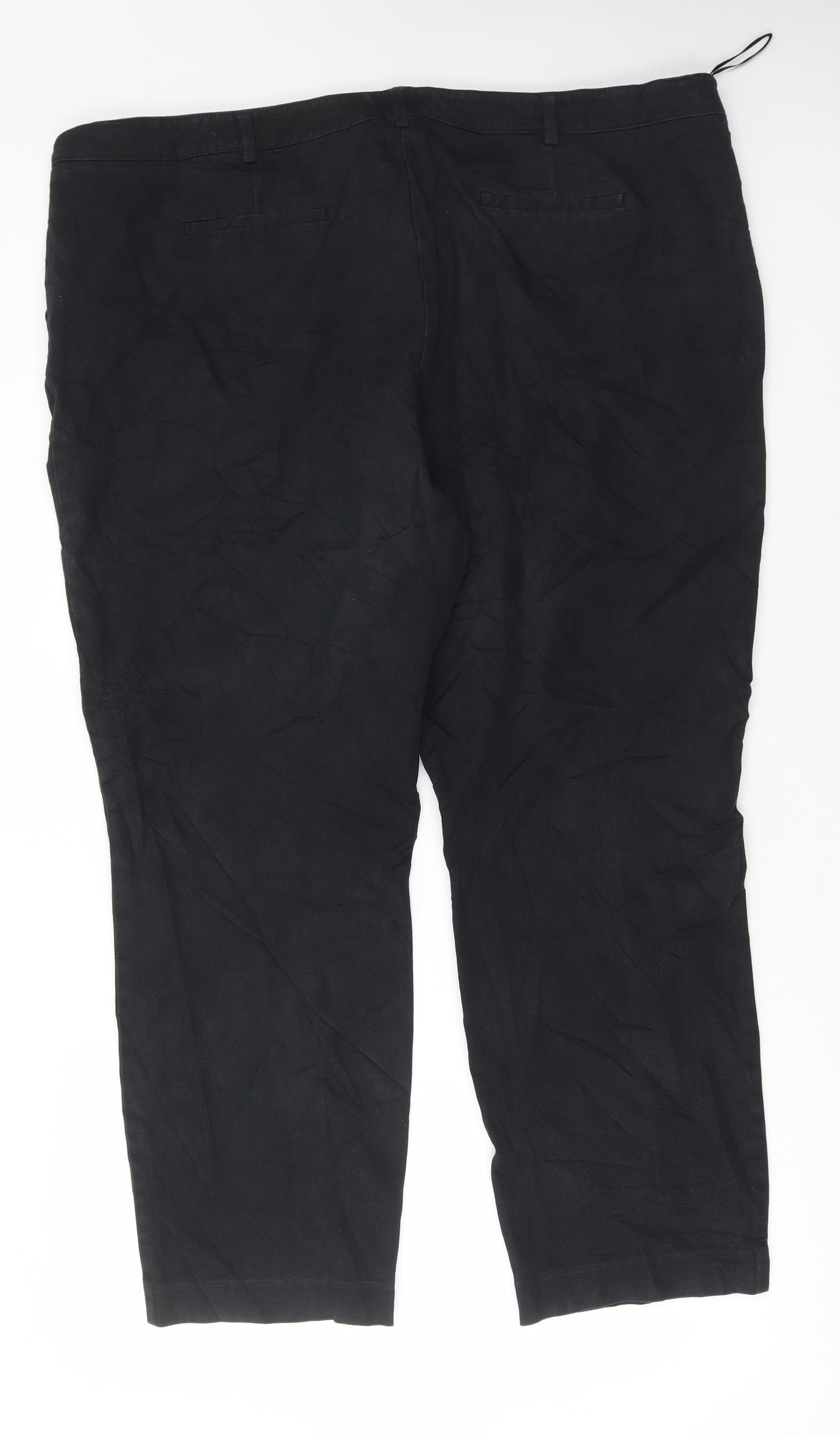 NEXT Womens Black Cotton Trousers Size 22 L29 in Regular Hook & Eye