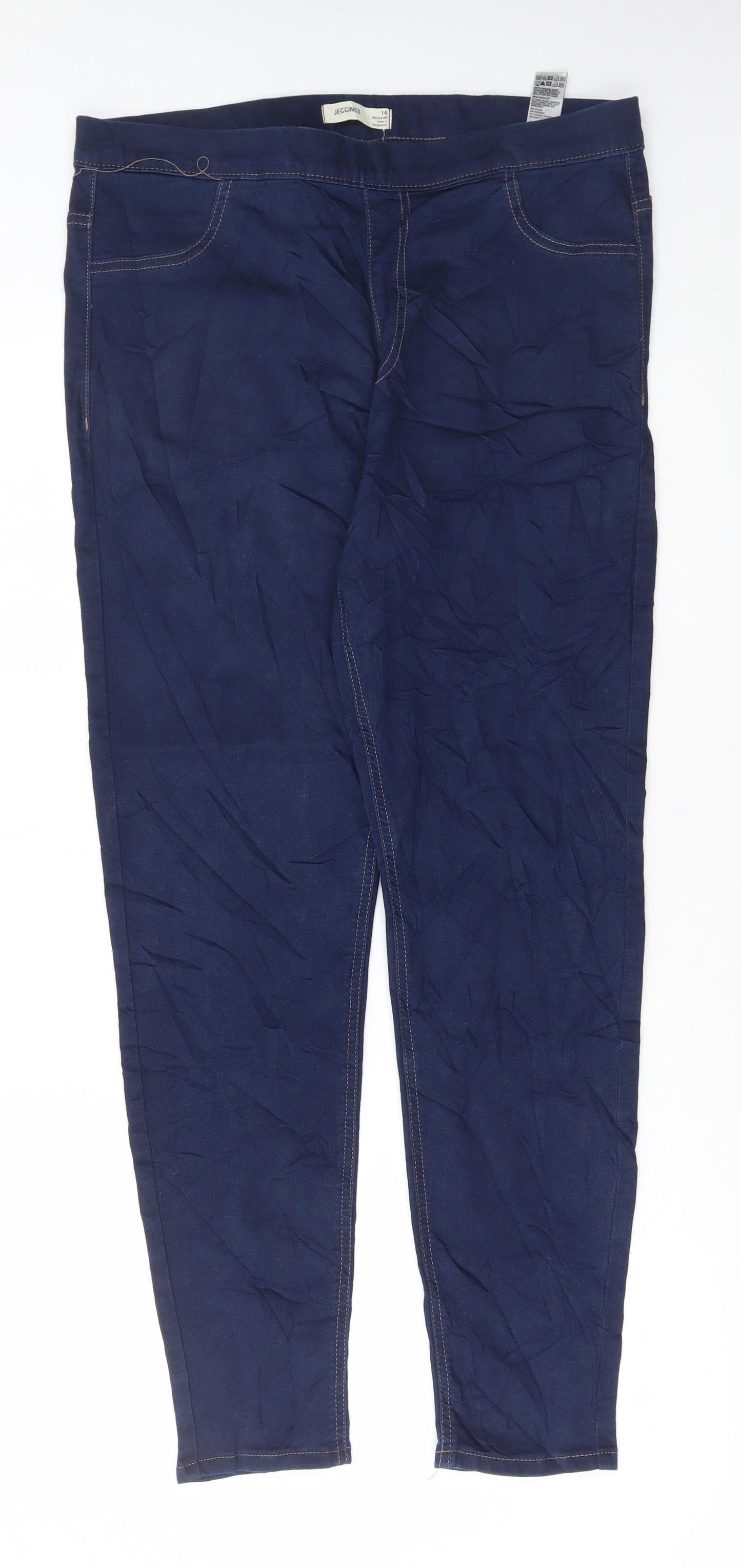 Marks and Spencer Womens Blue Cotton Jegging Jeans Size 16 L28 in Regular