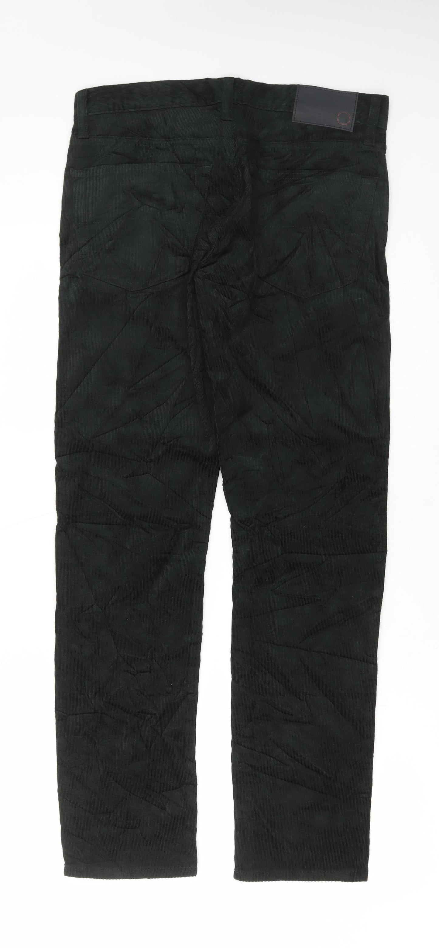 Marks and Spencer Mens Green Cotton Trousers Size 30 in L31 in Regular Button