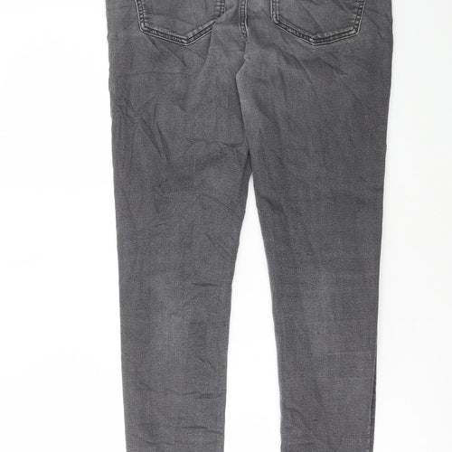 Marks and Spencer Womens Grey Cotton Skinny Jeans Size 12 L29 in Regular Button