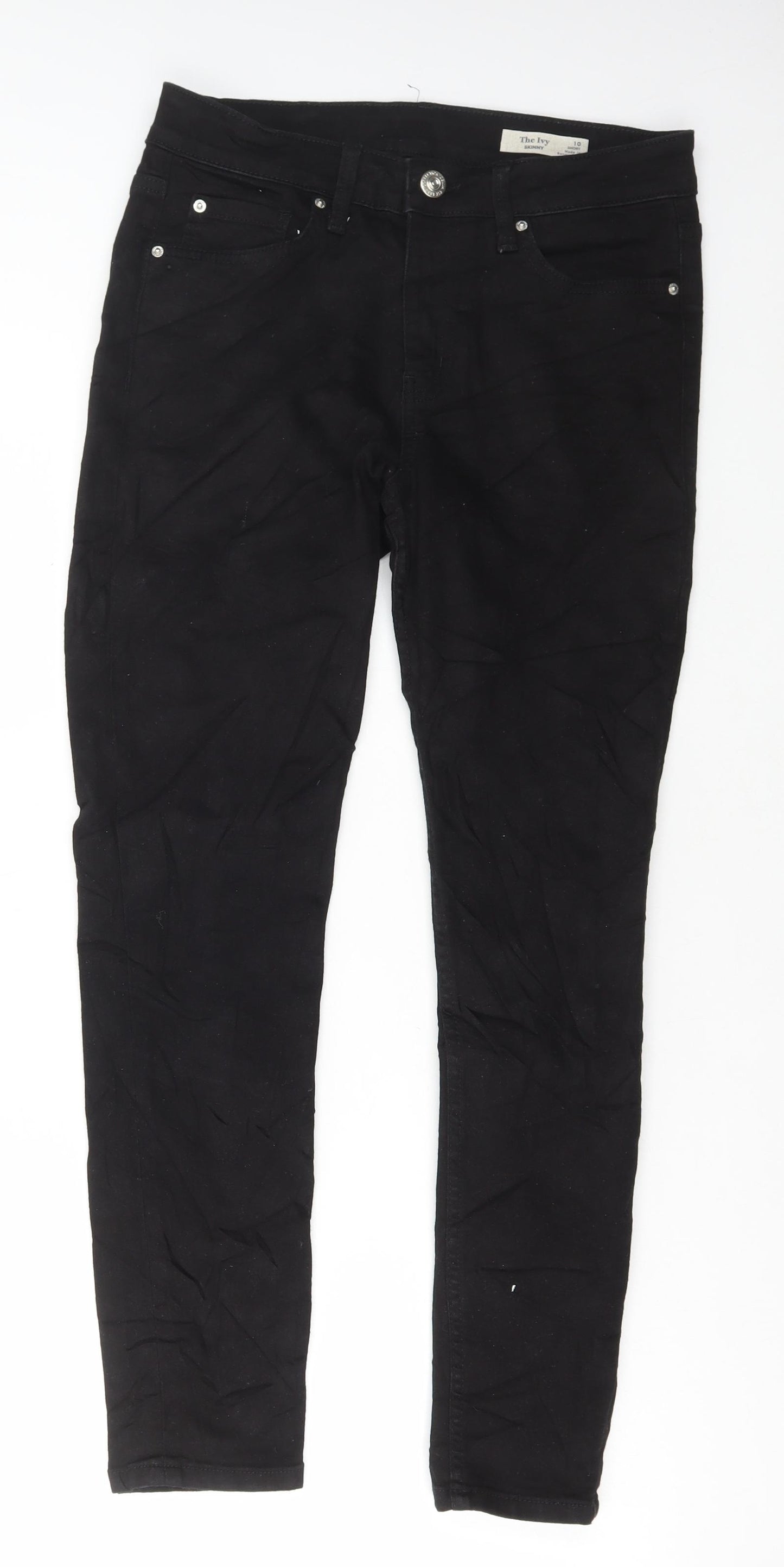 Marks and Spencer Womens Black Cotton Skinny Jeans Size 10 L28 in Regular Button
