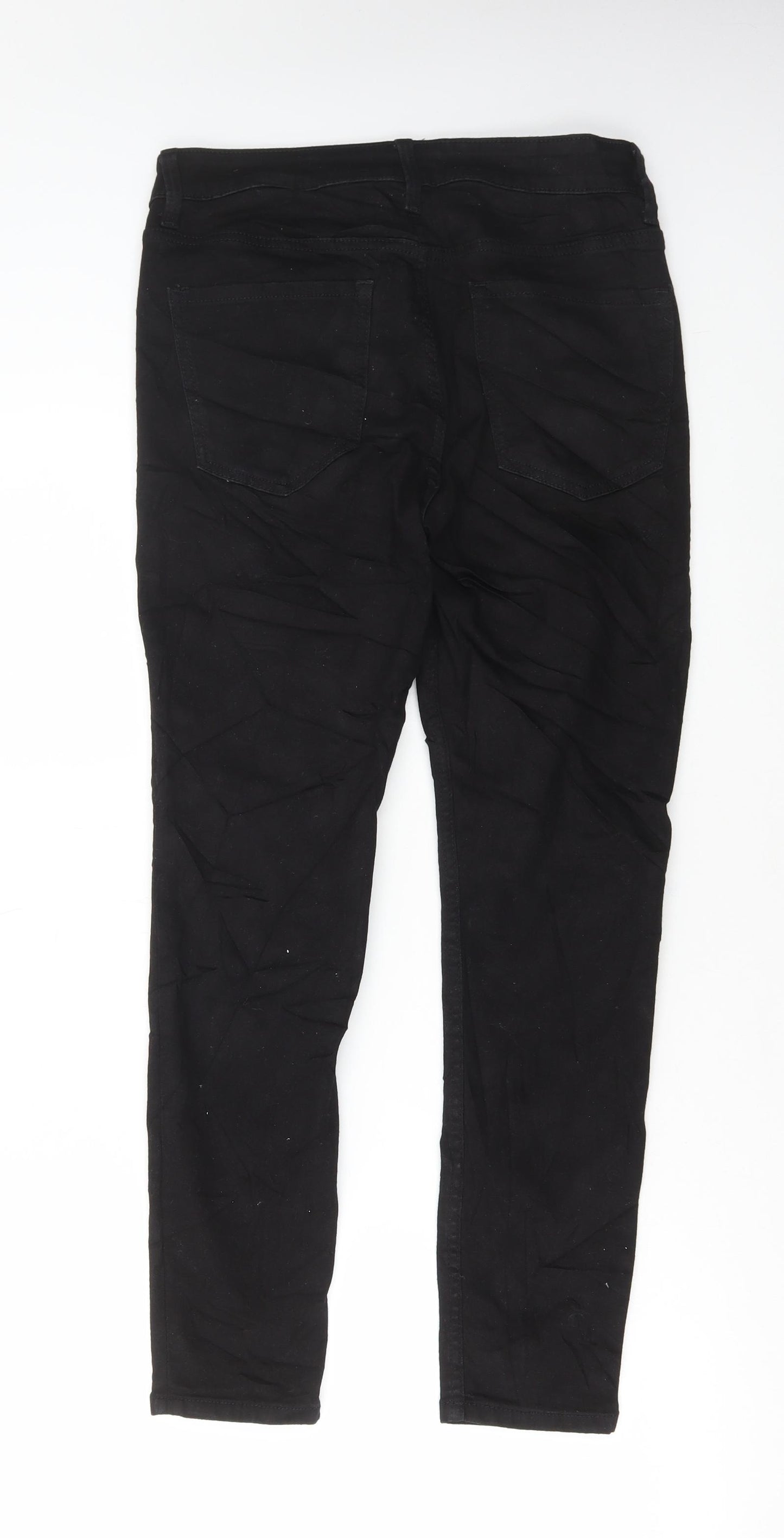 Marks and Spencer Womens Black Cotton Skinny Jeans Size 10 L28 in Regular Button