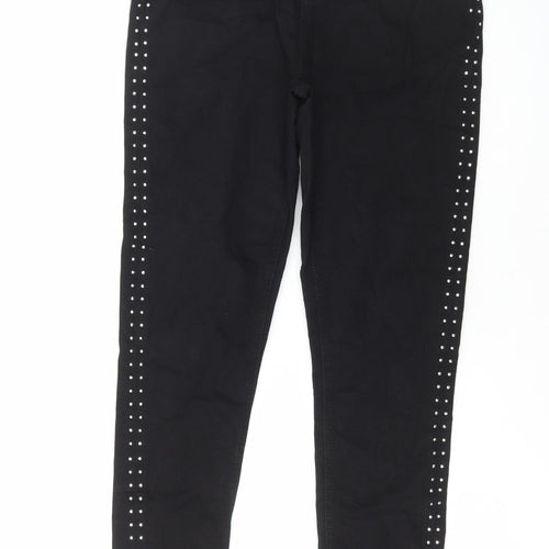 Marks and Spencer Womens Black Cotton Skinny Jeans Size 12 L30 in Regular Button