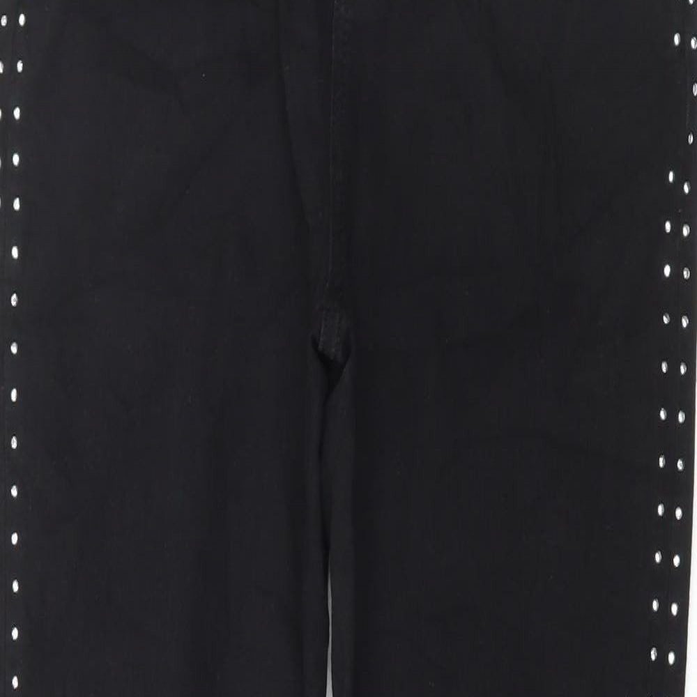 Marks and Spencer Womens Black Cotton Skinny Jeans Size 12 L30 in Regular Button