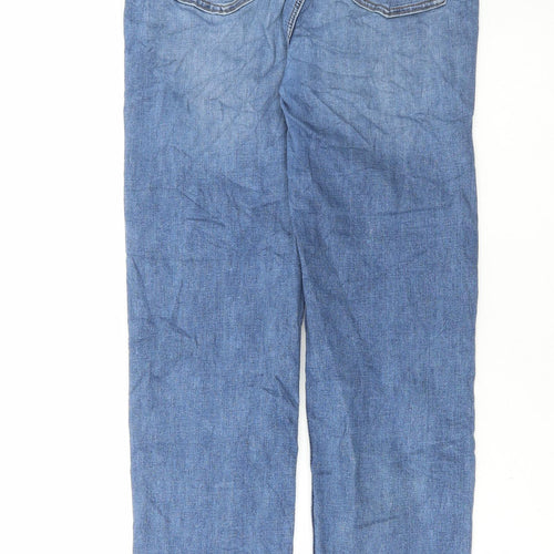 Marks and Spencer Womens Blue Cotton Straight Jeans Size 16 L30 in Regular Button