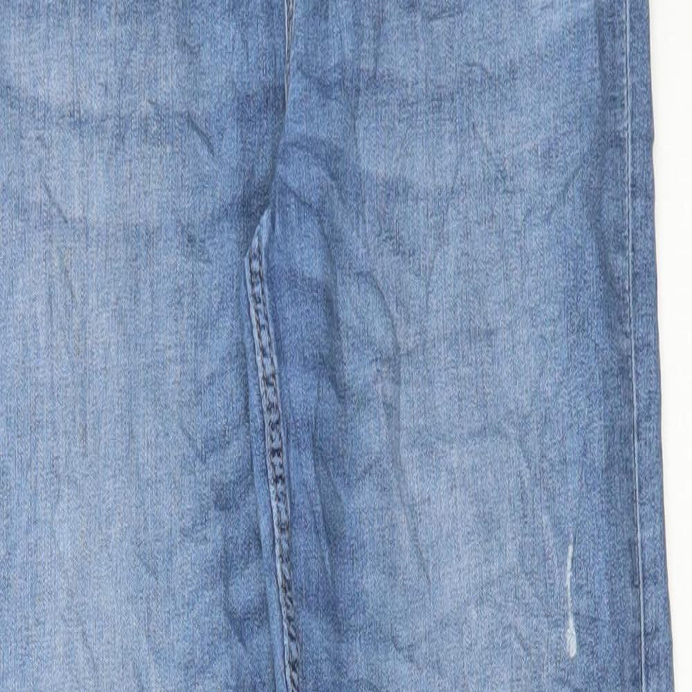 Marks and Spencer Womens Blue Cotton Straight Jeans Size 16 L30 in Regular Button
