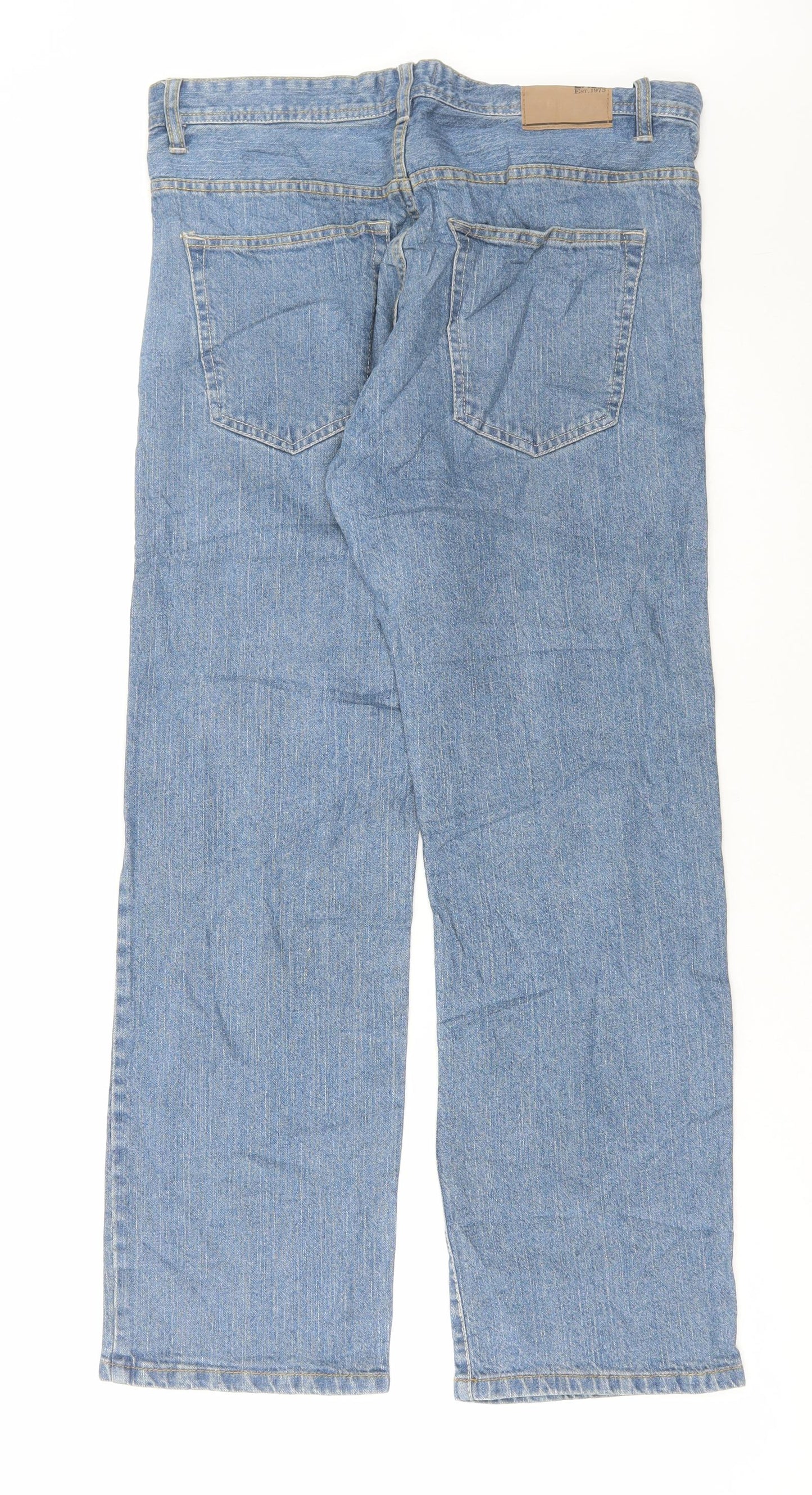 Easy Mens Blue Cotton Straight Jeans Size 32 in L29 in Regular Button