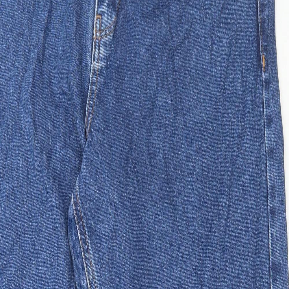 Marks and Spencer Womens Blue Cotton Straight Jeans Size 12 L28 in Regular Button