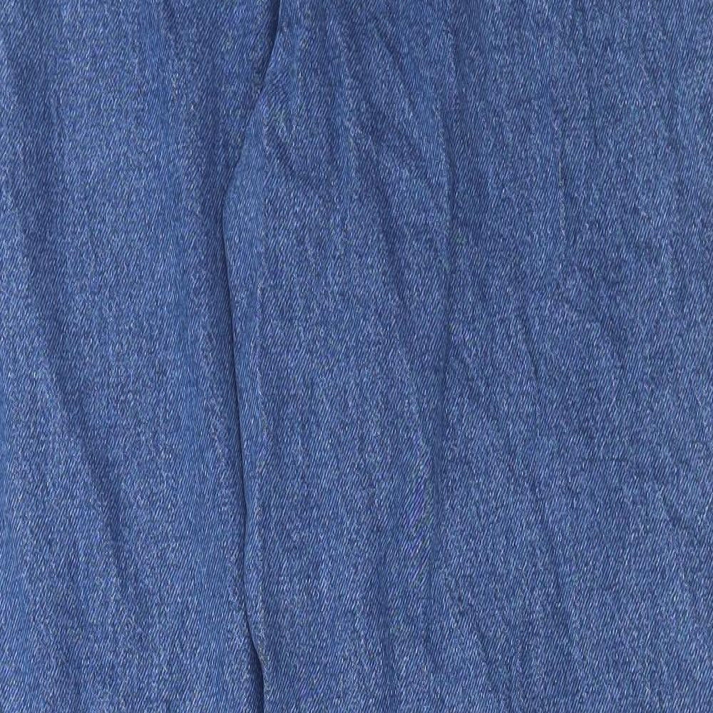 Marks and Spencer Womens Blue Cotton Straight Jeans Size 12 L28 in Regular Button