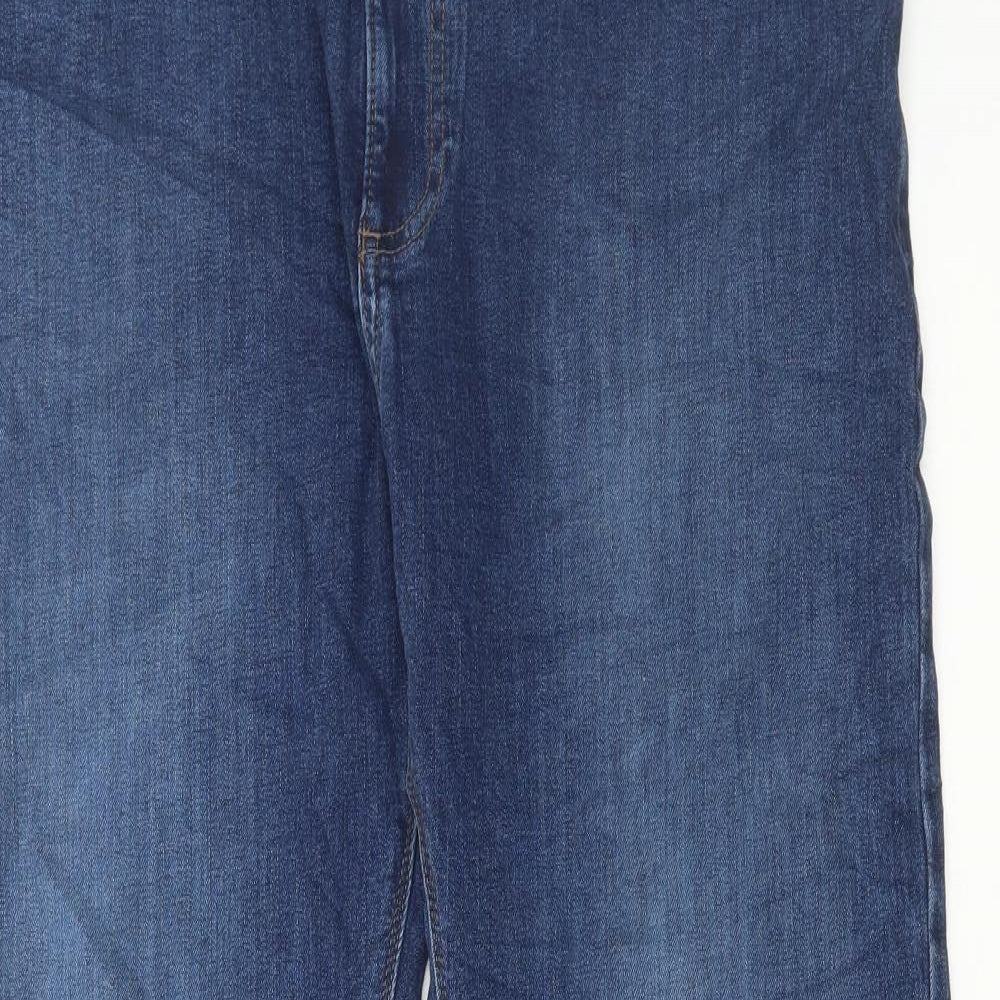 Marks and Spencer Mens Blue Cotton Straight Jeans Size 40 in L33 in Regular Button