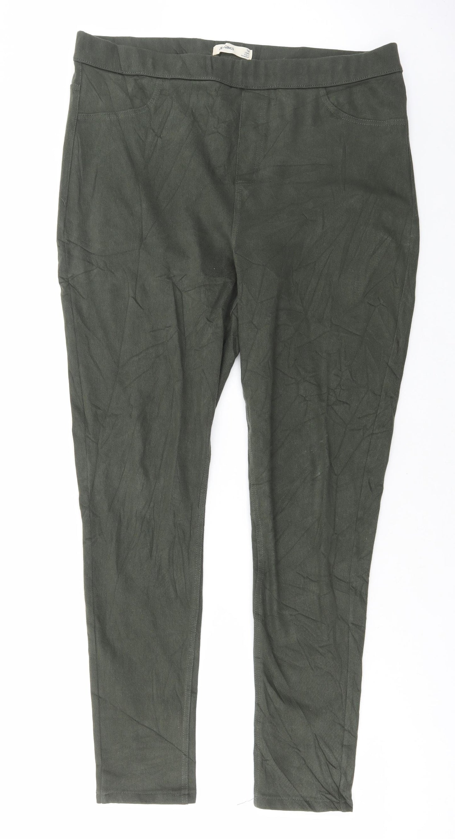 Marks and Spencer Womens Green Cotton Jegging Jeans Size 18 L30 in Regular