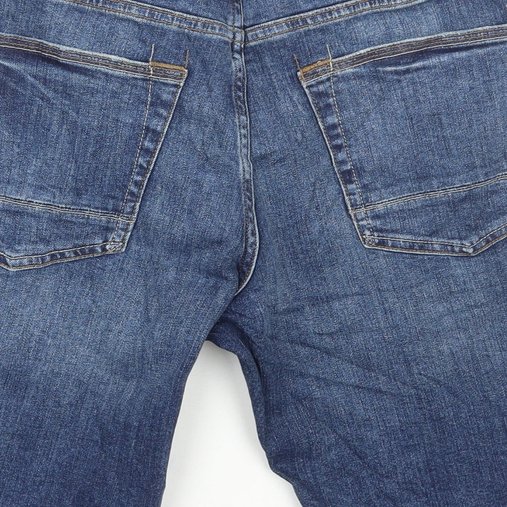 Marks and Spencer Mens Blue Cotton Bermuda Shorts Size 30 in L10 in Regular Button
