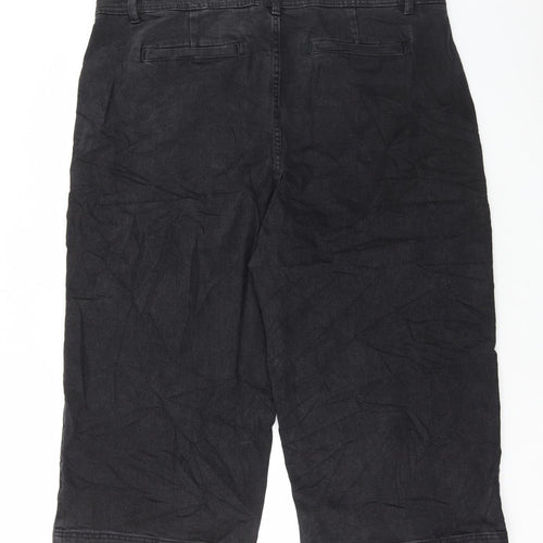 Marks and Spencer Womens Black Cotton Cropped Jeans Size 22 L24 in Regular Button