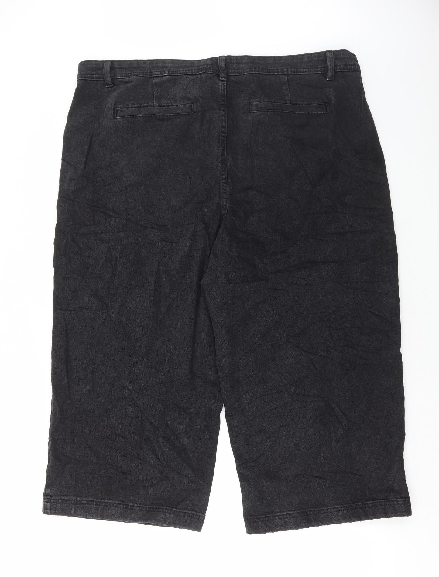 Marks and Spencer Womens Black Cotton Cropped Jeans Size 22 L24 in Regular Button
