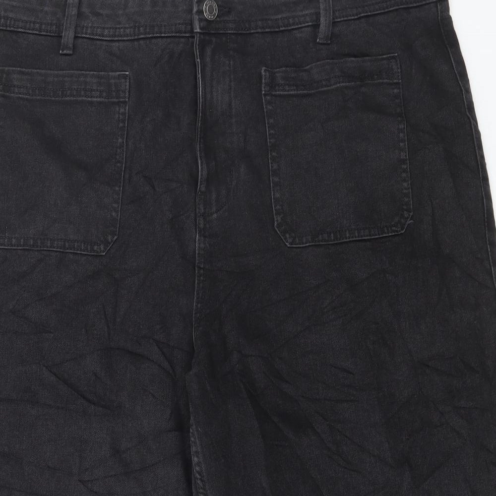 Marks and Spencer Womens Black Cotton Cropped Jeans Size 22 L24 in Regular Button
