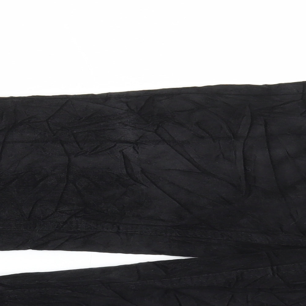 Marks and Spencer Womens Black Cotton Trousers Size 14 L29 in Regular Button