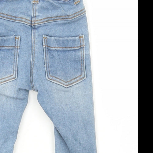 Marks and Spencer Baby Blue Cotton Jeans Size 0-3 Months Button