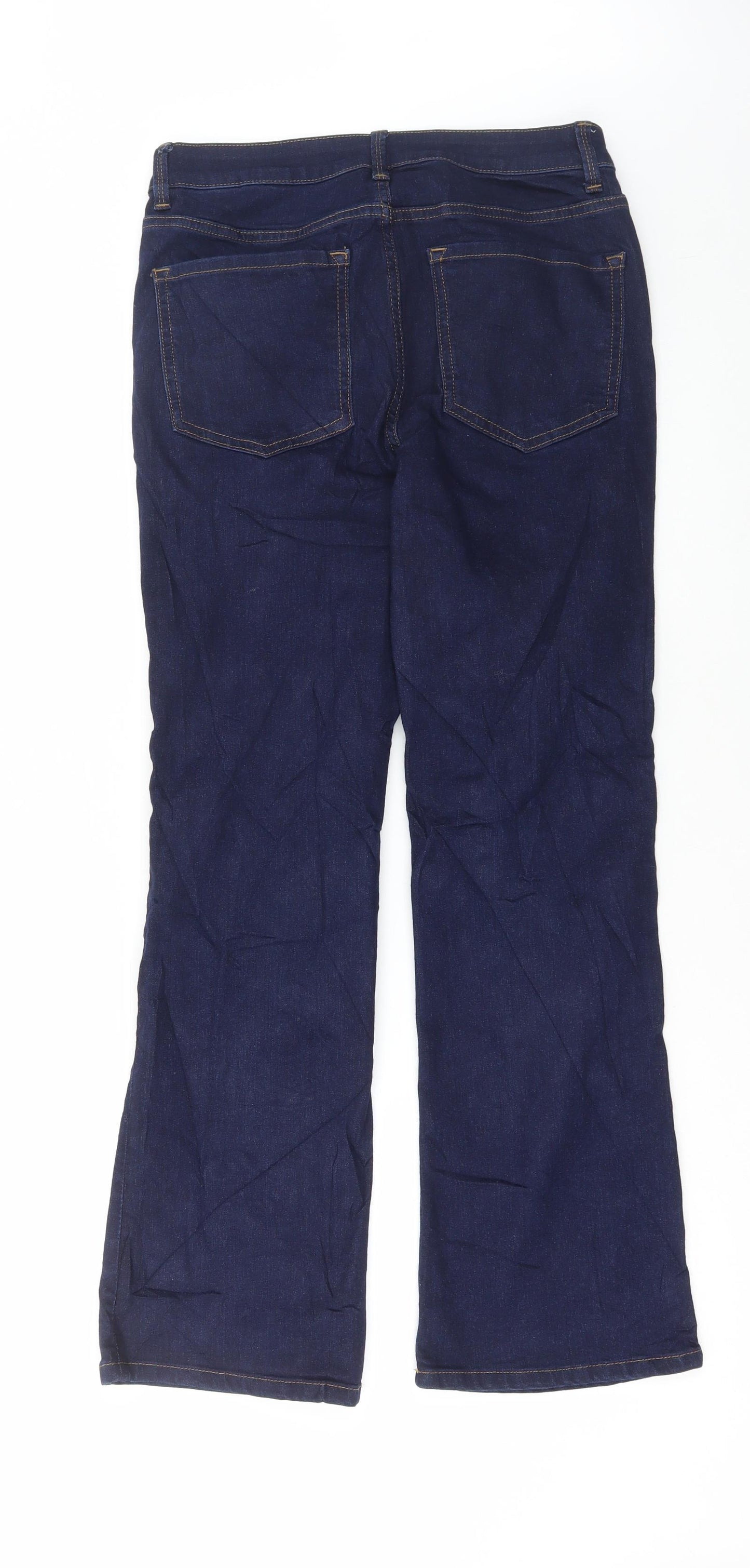 Marks and Spencer Womens Blue Cotton Bootcut Jeans Size 12 L29 in Regular Button
