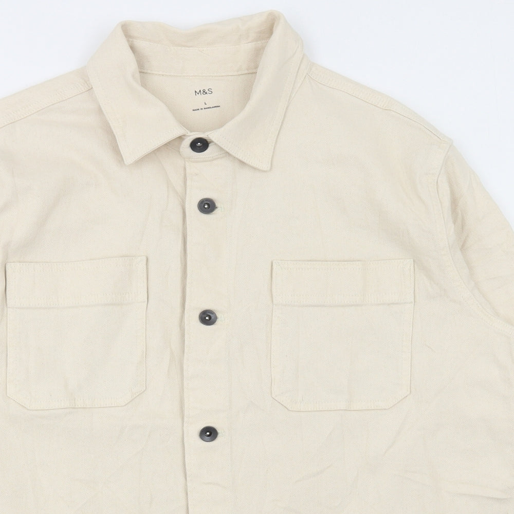 Marks and Spencer Mens Beige Jacket Size L Snap