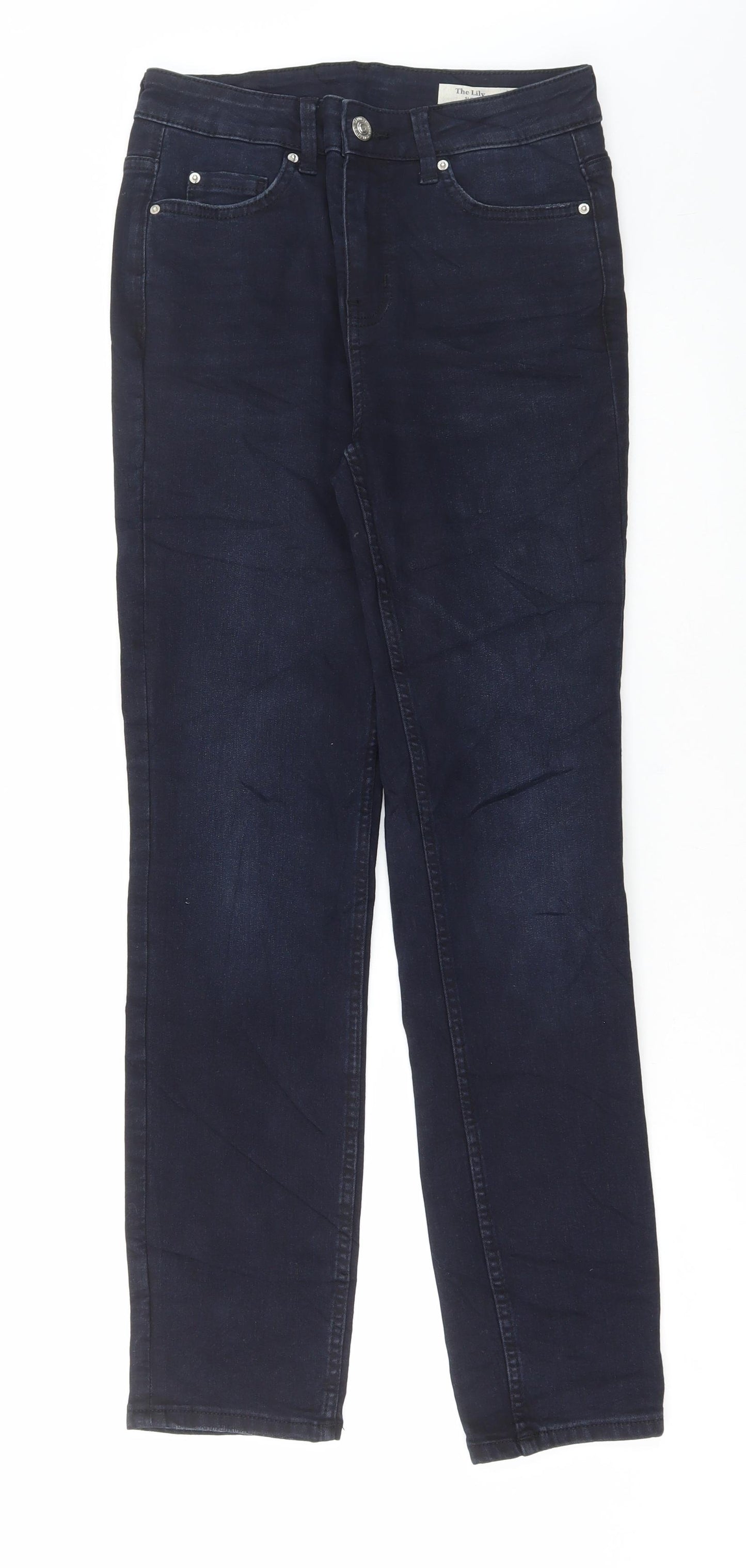 Marks and Spencer Womens Blue Cotton Straight Jeans Size 10 L30 in Slim Button