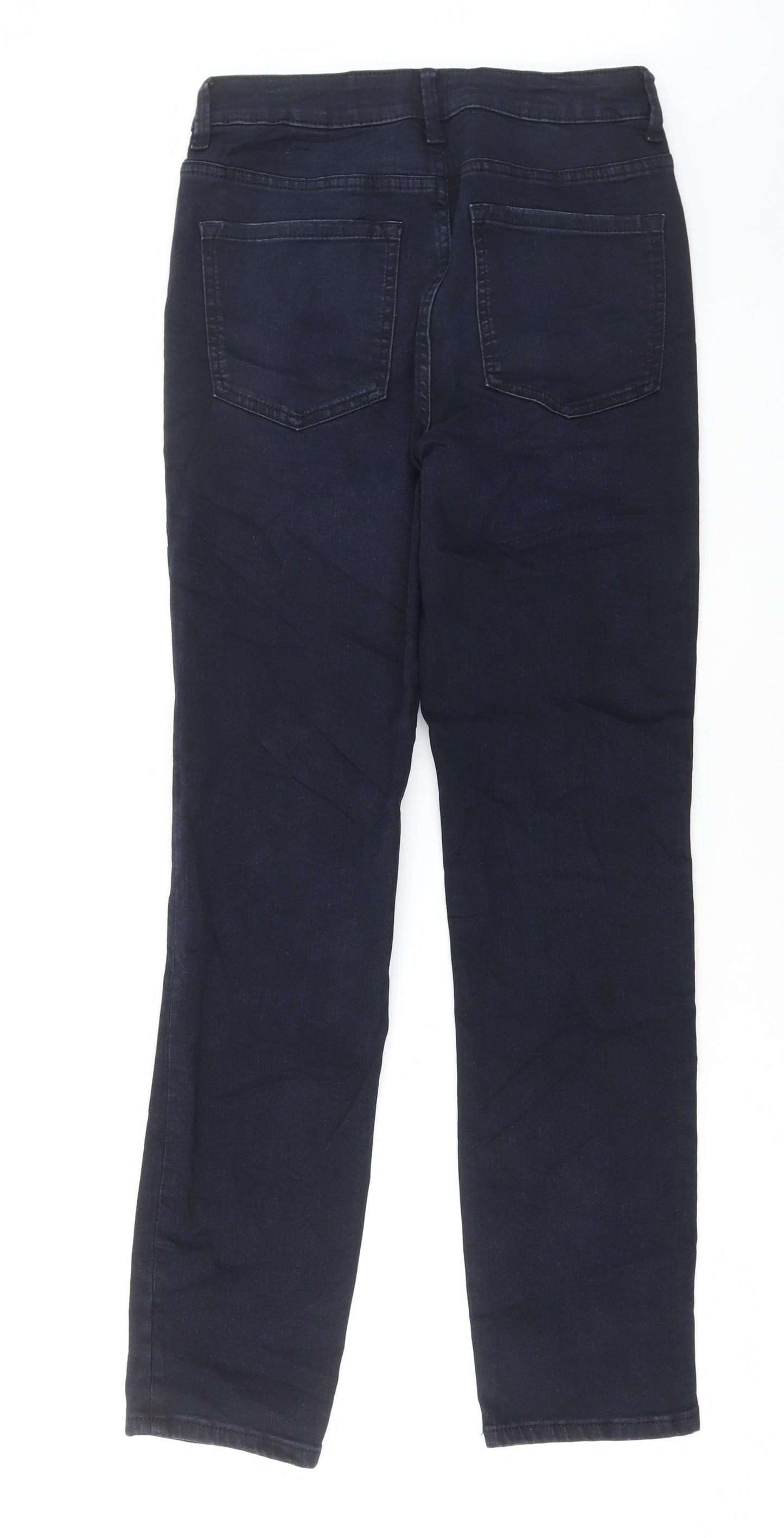 Marks and Spencer Womens Blue Cotton Straight Jeans Size 10 L30 in Slim Button