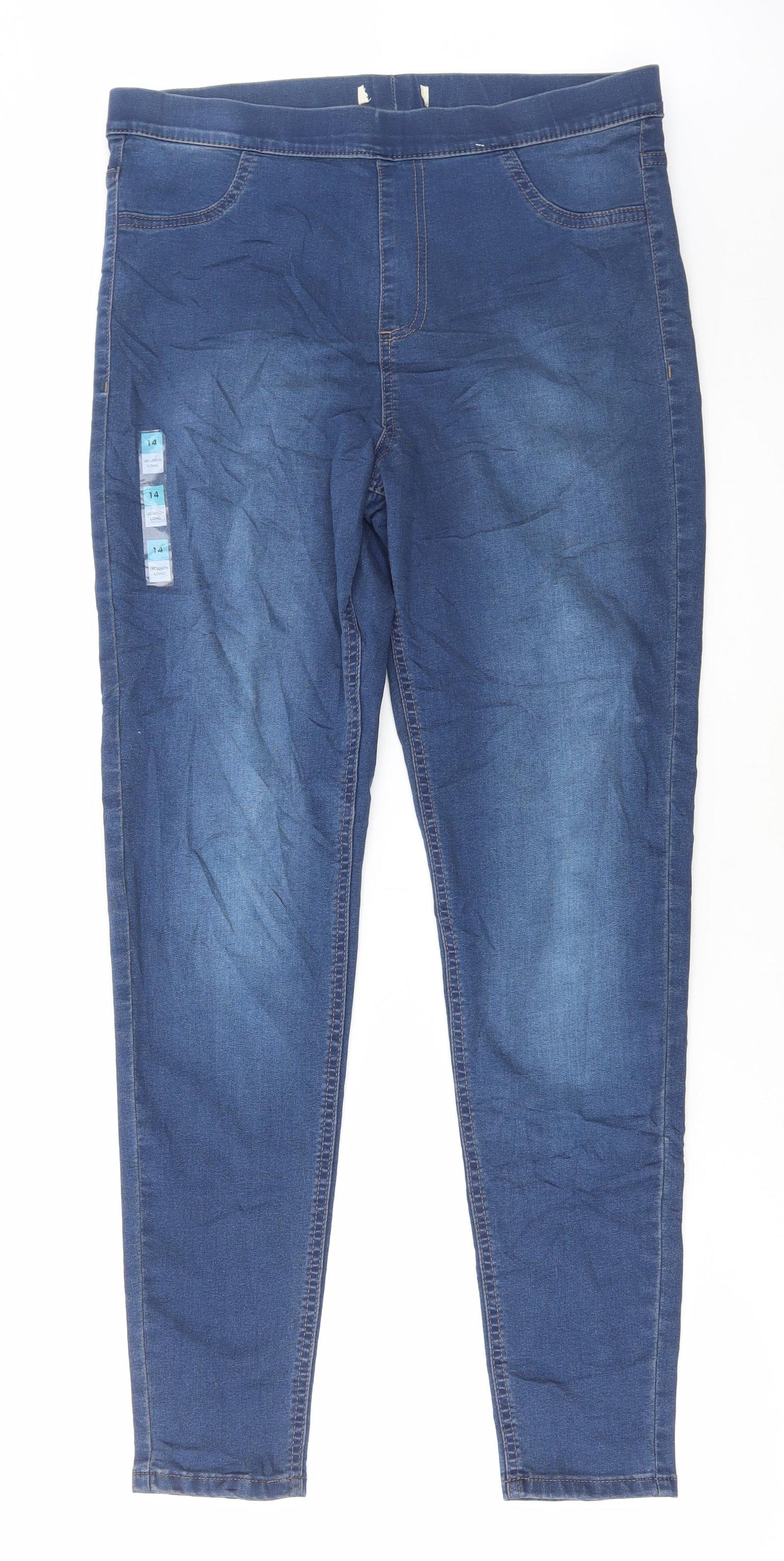 Marks and Spencer Womens Blue Cotton Jegging Jeans Size 14 L30 in Regular