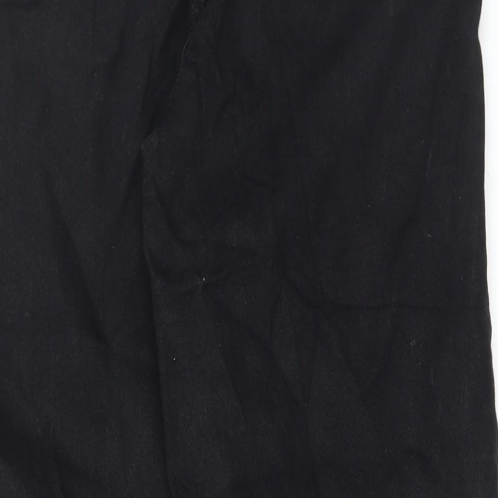 Marks and Spencer Womens Black Cotton Wide-Leg Jeans Size 10 L29 in Regular Button