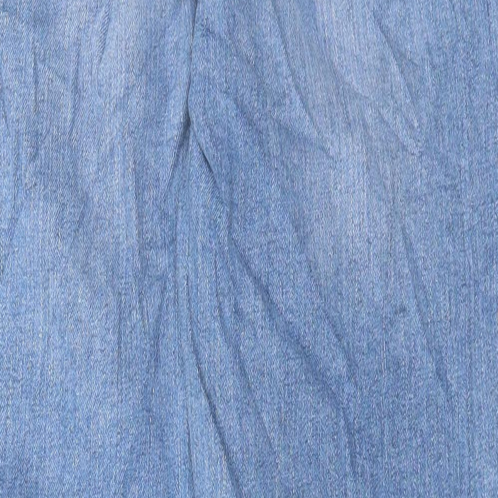 Marks and Spencer Womens Blue Floral Cotton Mom Jeans Size 8 L30 in Regular Button