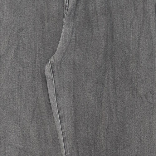 Marks and Spencer Mens Grey Cotton Straight Jeans Size 36 in L33 in Regular Button