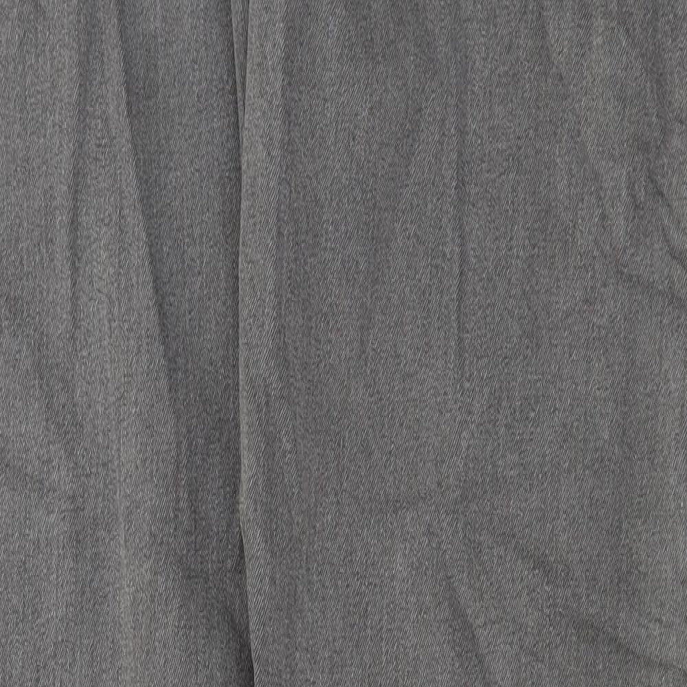 Marks and Spencer Mens Grey Cotton Straight Jeans Size 36 in L33 in Regular Button