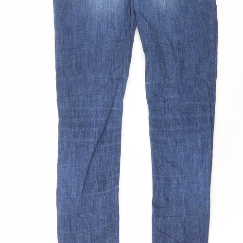 Miss Selfridge Womens Blue Cotton Skinny Jeans Size 8 L31 in Regular Button