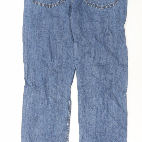 Marks and Spencer Mens Blue Cotton Straight Jeans Size 34 in L31 in Regular Button