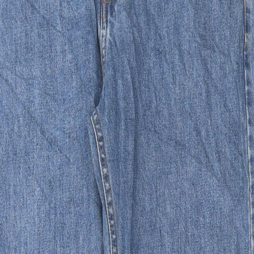 Marks and Spencer Mens Blue Cotton Straight Jeans Size 34 in L31 in Regular Button