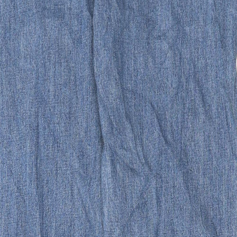 Marks and Spencer Mens Blue Cotton Straight Jeans Size 34 in L31 in Regular Button