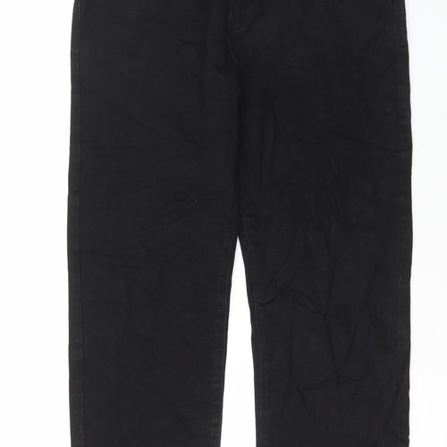 Marks and Spencer Mens Black Cotton Straight Jeans Size 32 in L29 in Regular Button