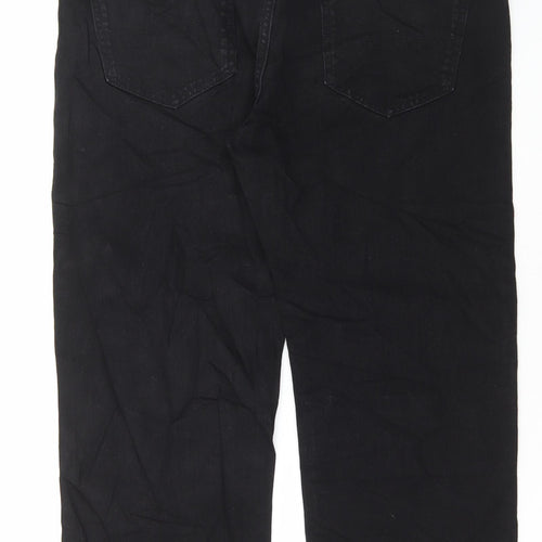 Marks and Spencer Mens Black Cotton Straight Jeans Size 32 in L29 in Regular Button