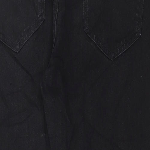 Marks and Spencer Mens Black Cotton Straight Jeans Size 32 in L29 in Regular Button