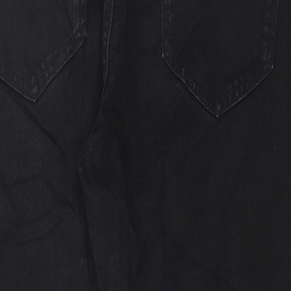 Marks and Spencer Mens Black Cotton Straight Jeans Size 32 in L29 in Regular Button