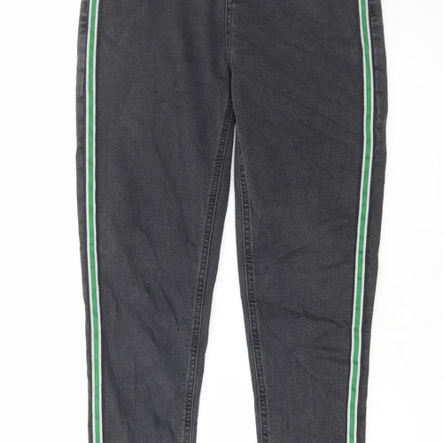 Marks and Spencer Womens Grey Cotton Skinny Jeans Size 8 L27 in Regular Button - Contrasting trim