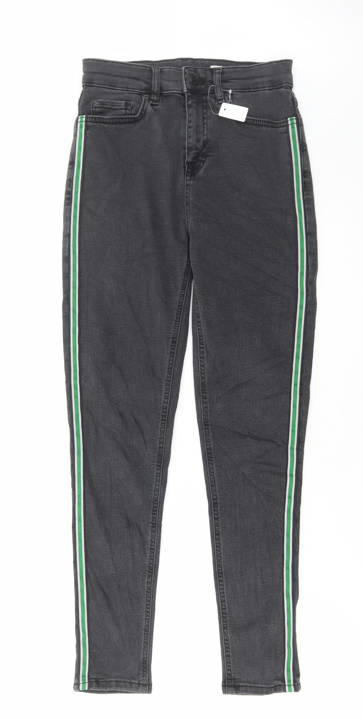 Marks and Spencer Womens Grey Cotton Skinny Jeans Size 8 L27 in Regular Button - Contrasting trim